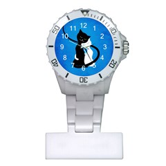 Blue White And Black Cats In Love Nurses Watch