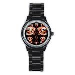 Skull Motif Ornament Sport Metal Watch (Black) Front