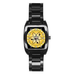 Atom Symbol Stainless Steel Barrel Watch by StuffOrSomething