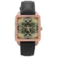 Winter Colors Collage Rose Gold Leather Watch  by dflcprints