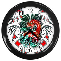 Tribal Dragon Wall Clock (black)