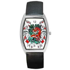 Tribal Dragon Tonneau Leather Watch by TheWowFactor