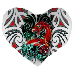 Tribal Dragon 19  Premium Heart Shape Cushion