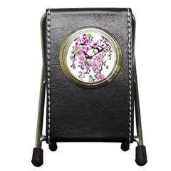 Cherry Bloom Spring Stationery Holder Clock