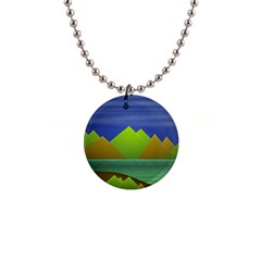 Landscape  Illustration Button Necklace by dflcprints