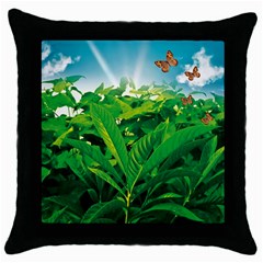 Nature Day Black Throw Pillow Case by dflcprints