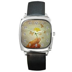 Butterflies Charmer Square Leather Watch by dflcprints