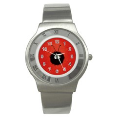 Red Cute Dazzled Bug Stainless Steel Watch (slim) by CreaturesStore