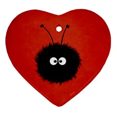 Red Cute Dazzled Bug Heart Ornament (two Sides)