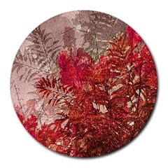 Decorative Flowers Collage 8  Mouse Pad (round) by dflcprints