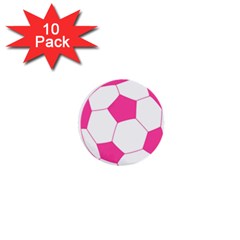 Soccer Ball Pink 1  Mini Button (10 Pack) by Designsbyalex