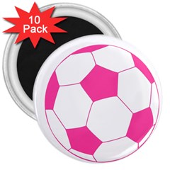 Soccer Ball Pink 3  Button Magnet (10 Pack) by Designsbyalex