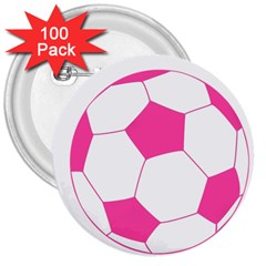 Soccer Ball Pink 3  Button (100 Pack) by Designsbyalex