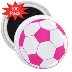 Soccer Ball Pink 3  Button Magnet (100 Pack) by Designsbyalex