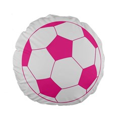 Soccer Ball Pink 15  Premium Round Cushion  by Designsbyalex