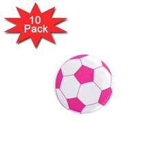 Soccer Ball Pink 1  Mini Button Magnet (10 Pack) by Designsbyalex