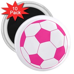 Soccer Ball Pink 3  Button Magnet (10 Pack) by Designsbyalex