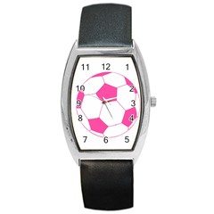 Soccer Ball Pink Tonneau Leather Watch by Designsbyalex