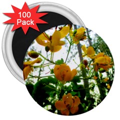 Yellow Flowers 3  Button Magnet (100 Pack) by SaraThePixelPixie