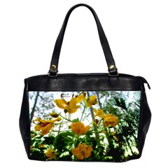 Yellow Flowers Oversize Office Handbag (two Sides) by SaraThePixelPixie