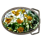 Yellow Flowers Belt Buckle (Oval) Front