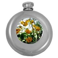 Yellow Flowers Hip Flask (round) by SaraThePixelPixie