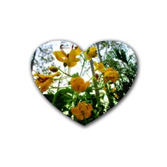 Yellow Flowers Drink Coasters (heart) by SaraThePixelPixie