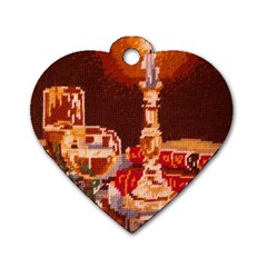 Bookworm Needlepoint Print Dog Tag Heart (two Sided) by StuffOrSomething