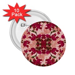 Retro Vintage Floral Motif 2 25  Button (10 Pack) by dflcprints