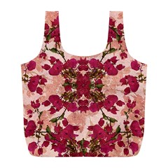 Retro Vintage Floral Motif Reusable Bag (l) by dflcprints