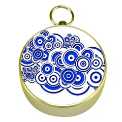 Trippy Blue Swirls Gold Compass by StuffOrSomething