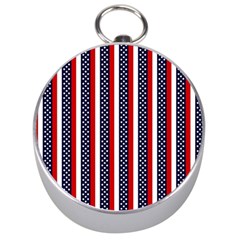 Patriot Stripes Silver Compass by StuffOrSomething