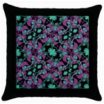 Floral Arabesque Pattern Black Throw Pillow Case Front