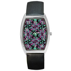 Floral Arabesque Pattern Tonneau Leather Watch by dflcprints