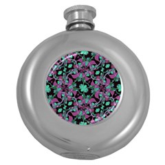 Floral Arabesque Pattern Hip Flask (round)