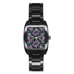 Floral Arabesque Pattern Stainless Steel Barrel Watch by dflcprints