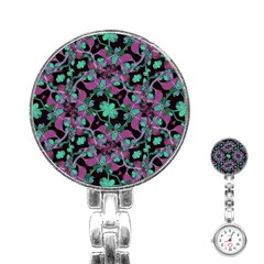 Floral Arabesque Pattern Stainless Steel Nurses Watch by dflcprints