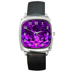 Abstract In Purple Square Leather Watch by FunWithFibro