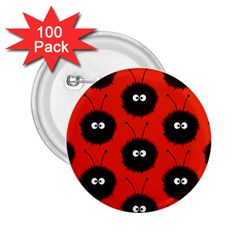 Red Cute Dazzled Bug Pattern 2 25  Button (100 Pack)