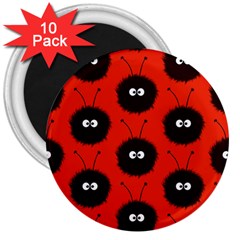 Red Cute Dazzled Bug Pattern 3  Button Magnet (10 Pack) by CreaturesStore