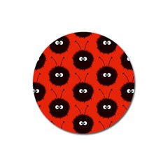 Red Cute Dazzled Bug Pattern Magnet 3  (round)