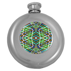 Colorful Geometric Abstract Pattern Hip Flask (round)