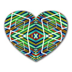 Colorful Geometric Abstract Pattern Mouse Pad (heart) by dflcprints