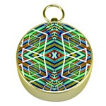 Colorful Geometric Abstract Pattern Gold Compass Front