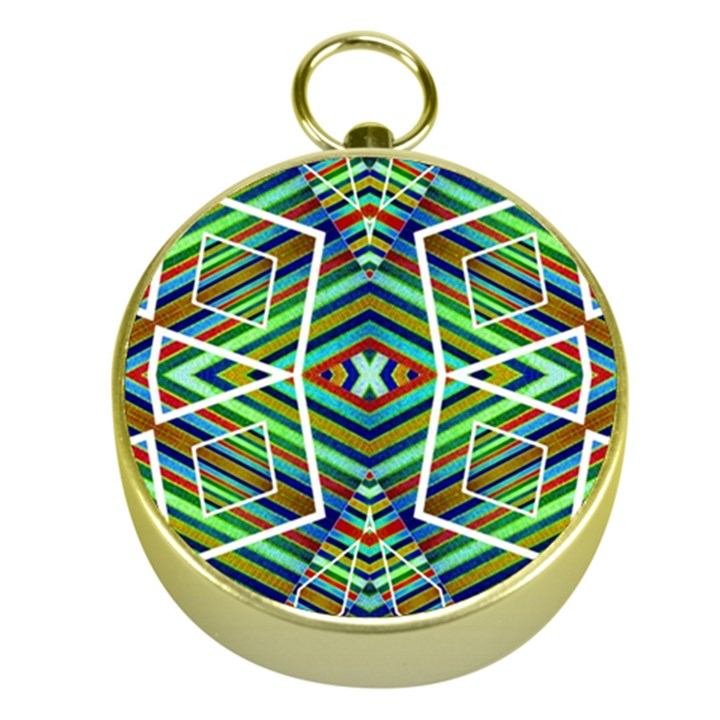 Colorful Geometric Abstract Pattern Gold Compass