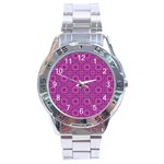 Purple Moroccan Pattern Stainless Steel Watch Front