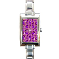 Purple Moroccan Pattern Rectangular Italian Charm Watch by SaraThePixelPixie