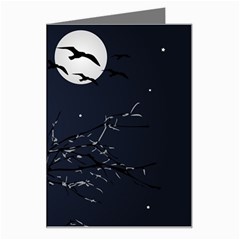 Night Birds And Full Moon Greeting Card by dflcprints