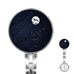 Night Birds And Full Moon Stainless Steel Nurses Watch by dflcprints