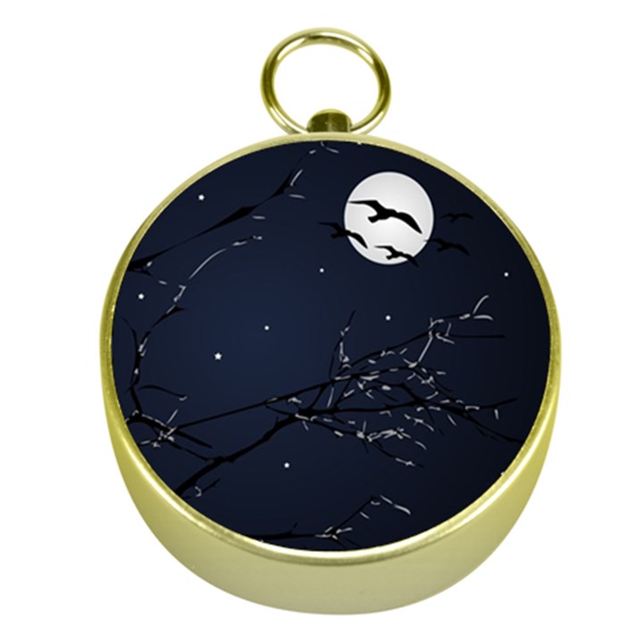 Night Birds and Full Moon Gold Compass